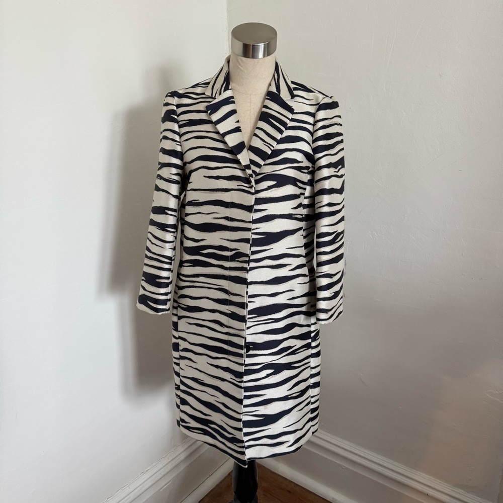 Womens Black & White Zebra Print Coat